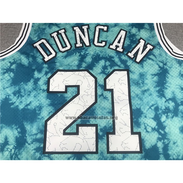 Camiseta San Antonio Spurs Tim Duncan NO 21 Galaxy Verde